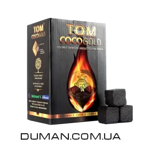 Кокосовый уголь Tom Cococha Gold (Том Кокоча) | Картон 1 кг 72 шт 25*25*25мм