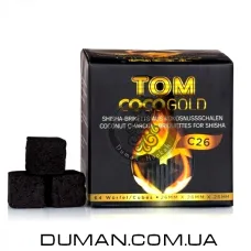Натуральный кокосовый уголь для кальяна Tom Cococha Gold C26 (Том Кокоча) |1кг 64куб 26*26мм