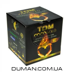 Натуральный кокосовый уголь для кальяна Tom Cococha Gold C26 (Том Кокоча) |1кг 64куб 26*26мм