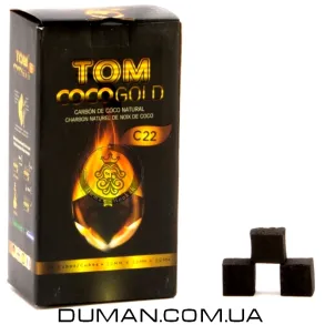 Натуральный кокосовый уголь для кальяна Tom Cococha Gold C22 (Том Кокоча) |1кг 96куб 22*22мм