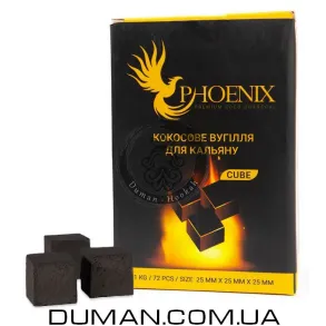 Кокосовый уголь Phoenix (Феникс) | Картон 1 кг 72 шт 25*25*25 мм