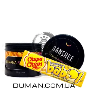 Бестабачная смесь Banshee Banana Bubble Gum (Банши Банан Жвачка) | DARK