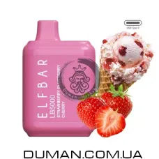Електронна сигарета POD - Elf Bar Strawberry Ice Cream (Ельф Бар Полуничне Морозиво) LB5000