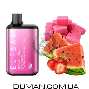 Електронна сигарета POD - Elf Bar - Strawberry watermelon bubble gum (Ельф Бар - Полуниця, Кавун, Жуйка) Ultra BC5000