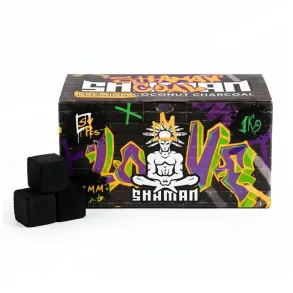 Кокосовый уголь Shaman (Шаман) | Картон 1 кг 54 куб 27*27*27 мм