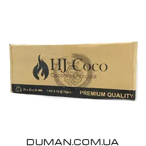 Кокосовый уголь HJ Coco Premium | ОПТ Ящик 10 кг 25*25 мм 